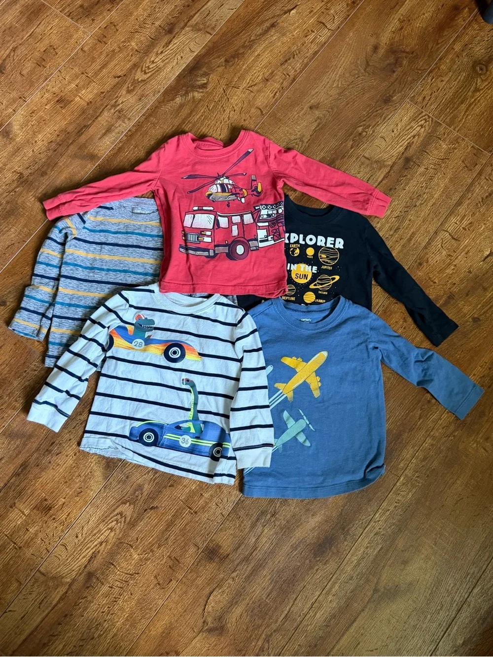 Carter's Multi-Color Kids Long-Sleeve Tee Bundle - Red, Blue, Green, Black